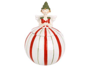 Банка керамическая Ангел, 660мл, 12,5×12,5×18,8см, цвет белый с красным