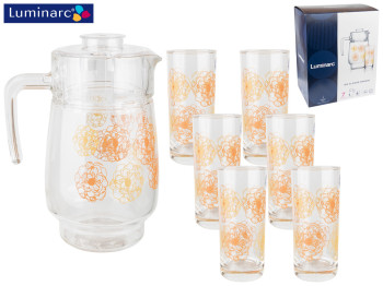 Набор для напитков Luminarc Big Flower Orange 7 предметов (кувшин 1,6л, стакан 270мл 6шт) 69088