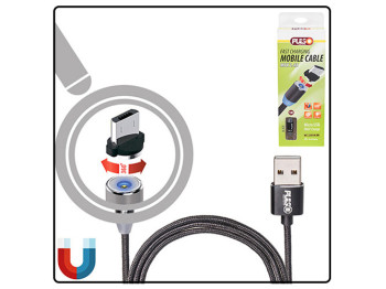 Кабель магнитный PULSO USB - Micro USB 2,4А, 1m, black (только зарядка)