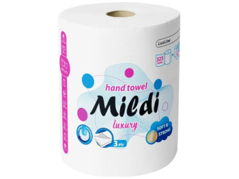 Рушник паперовий Mildi Luxury, 3 шари, 200 аркушів, 28 метрів, колір білий