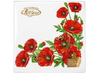 Салфетки бумажные двухслойные La Fleur Маковое поле, 33×33 см, 16 шт