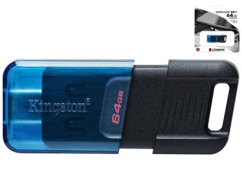 USB флеш-накопитель 3.2 Kingston DT 80M 64Gb Type C Цвет Черный/Голубой