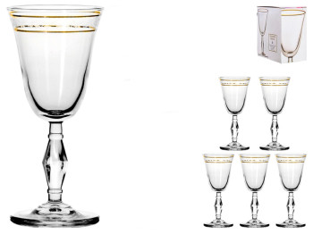 Набор рюмок Pasabahce Retro Queen, стекло, 50 мл, цвет прозрачный с золотым ободком (цена за 6 шт)