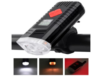 Фонарик аккумуляторный с креплением для велосипеда, 9,5х4,5х4,5см