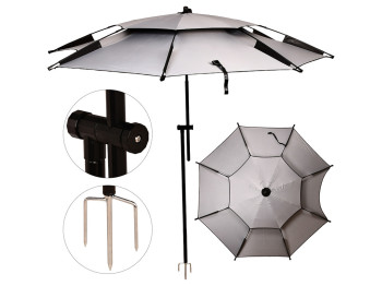 Зонт садовый, регулируемый наклон, антиветер, полиэстер, 2м, цвет серый