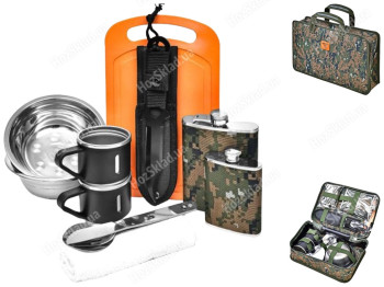 Набір туристичний для мисливця/рибалки Ukraine, у камуфляжному кейсі (ціна за набір 12 предметів)