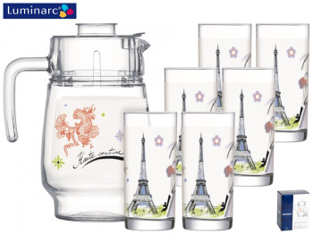 Набор для напитков Luminarc Haute Couture Blue графин 1,6л и 6 стаканов 270мл (цена за 7пр.) 69101
