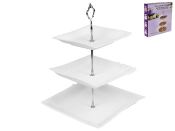 Фруктовница Сердечки, 3 яруса, фарфор, металл, 17,8см, 20,3см, 25,4см, цвет белый