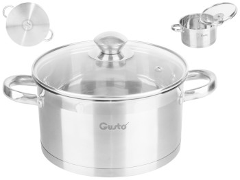 Кастрюля с крышкой GUSTO PLANO капсульное дно, нержавеющая сталь 3,3л D20см GT-1105-20