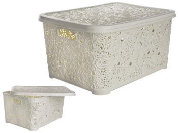 Корзина для белья с крышкой бежевая 28л Elif