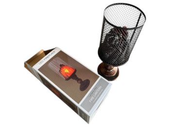 Светильник-камин, декоративный, LED подсветка, цвет чёрный, 28 см.