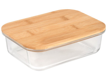 Контейнер с бамбуковой крышкой Rectangle, стекло, 1,4л