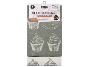 Кухонні рушники IRGE Cupcakes, 50×70см, 2шт, тканина, колір сірий