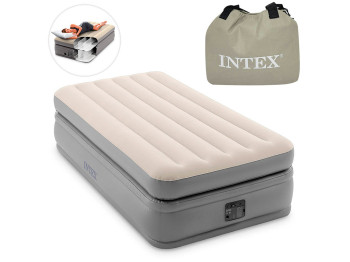 Надувная кровать Intex 64162, Premier comfort, встроенный электронасос, 191×99×51см, цвет бежевый