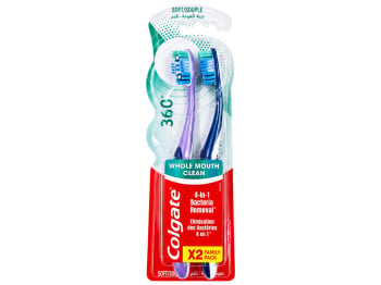 Набір зубних щіток Colgate 360° Clean Soft з м'якою щетиною, 2 шт (ціна за набір)