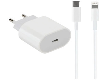 Сетевое зарядное устройство типа Apple PD 20W, 1USB-C, Type-C, цвет белый