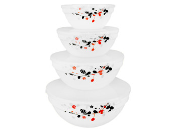 Набір салатників з кришкою Червоне і чорне (ціна за набір 4шт) (1066)