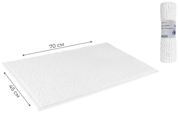 Килимок для ванної Bathlux шеніловий, поліестер, 45x70 см, колір білий