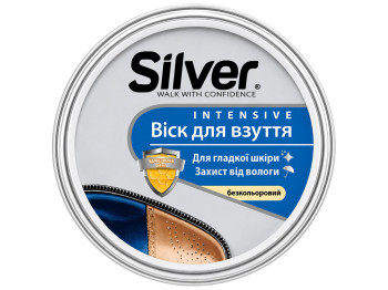 Воск для ухода за обувью Silver Intensive, гладкая кожа, бесцветный, 50 мл