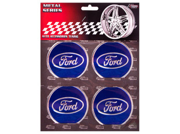 Наклейки на колпаки FORD, синие, диаметр 6см (цена за набор 4шт)