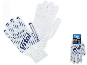 Рукавички трикотажні Vitol, із ПВХ, платування, 7кл., 91г. (V765)
