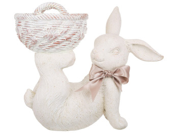 Декоративное кашпо Кролик с корзиной, 32x18,5x30см, цвет - белый