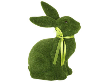 Пасхальная фигура Кролик с флоковым напылением, 35х21х50см, цвет - зеленый