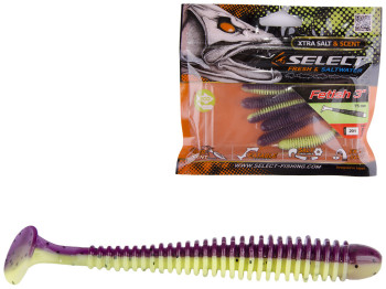 Приманка силиконовая виброхвост съедобная Select Fetish 3 col.201 75мм (цена за упаковку 6шт)