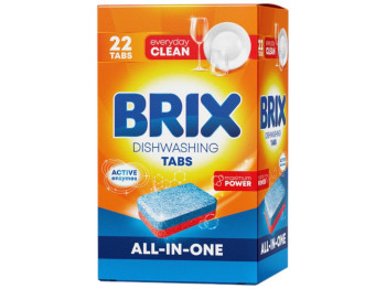 Таблетки для посудомоечной машины Brix All in One, бесфосфатные, 395г, 22шт