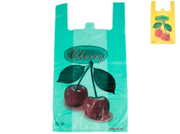 Кулек с ручками типа майка Вишня (100шт) 30x55см