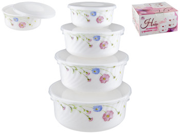 Набор салатников с крышкой Весенние цветы D10,3см, D14,2см, D16,6см, D18,9см (цена за набор 4шт)