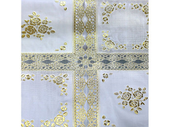 Клеенка виниловая ажурная "Lace" с золотом 1,37x20 метров (цена за рулон)