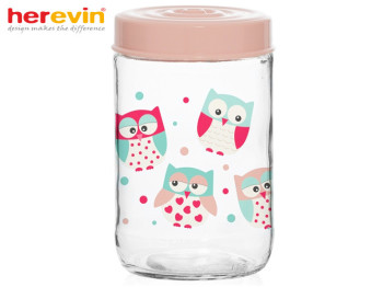 Банка скляна Herevin "Owl" з пластиковою кришкою 660мл 51140