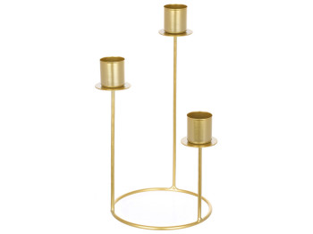 Підсвічник металевий на 3 свічки, 12х23см, колір - золото