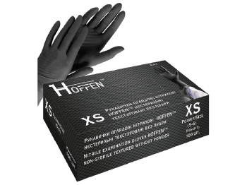Перчатки нитриловые XS Hoffen 3.5г нестерильные текстурированные без пудры, 100шт