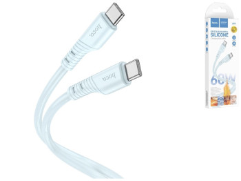 Кабель USB Hoco X97 Crystal color 60W Silicone Type C to Type C, Голубой