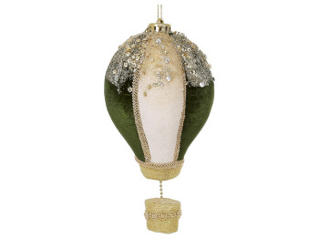 Подвеска мягкая Воздушный шар с декором из паеток, пенопласт, ткань, 22х12см, цвет зеленый