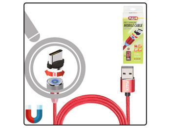 Кабель магнитный PULSO USB - Type C 2,4А, 1m, red (только зарядка)