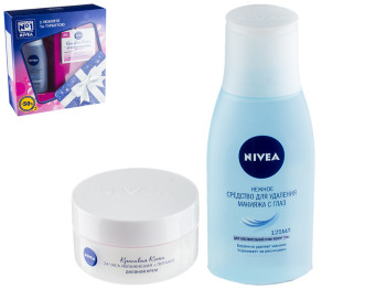 Набір подарунковий Nivea для сухої і чутл. шкіри 2018 (крем д/обличчя 50мл, демакияж для очей 125мл)