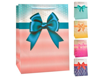 Пакет подарочный бумажный Bow M 26х10х32см