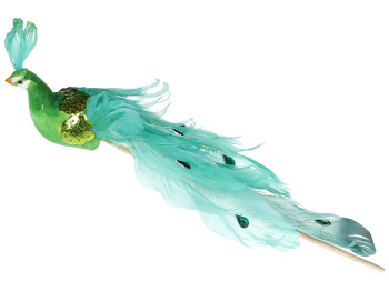 Декоративний птах Павич, 22см, колір – зелений