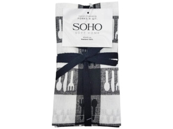 Набір рушників Soho Forks, бавовна, 40×40см, колір біло-чорний, 4шт