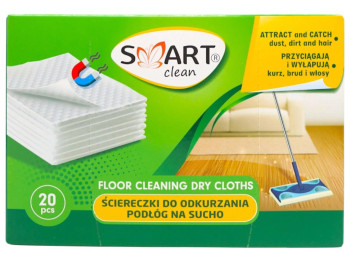 Салфетки сменные Smart&Clean для сухой уборки пола, 24см,20шт