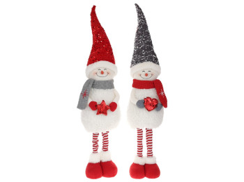 Новогодняя мягкая игрушка Снеговик в шапке с пайетками и ножками (телескоп), 2 дизайна, 100см (цена 