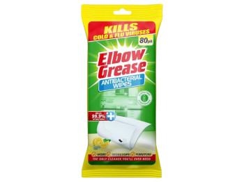 Серветки антибактеріальні Elbow Grease, для прибирання, аромат лимон, 80шт