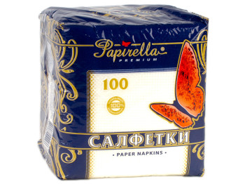 Салфетки "Papirella" белые однослойные (синяя упаковка) 21x21см 100шт