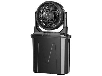 Вентилятор портативный, с распылением воды, аккумуляторный, резервуар 9л, RGB подсветка, цвет черный