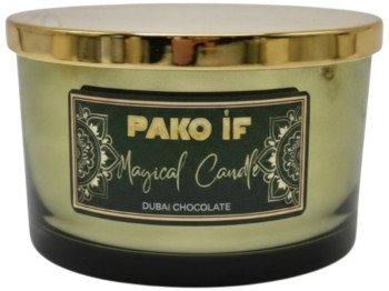 Свеча ароматическая Pako-If Magical Candle, в стакане, парафин, аромат дубайский шоколад, 13x8см