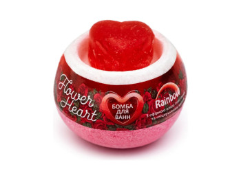 Бомбочка для ванни з милом Aqua Shine Rainbow Heart Flower, квітковий аромат, 155 г