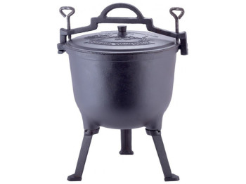 Котелок чугунный с крышкой Kamille на ножках, с креплениями 15л
